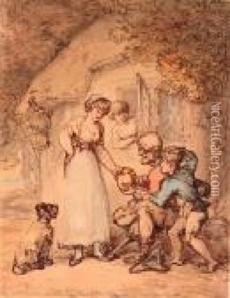 Charity Oil Painting - Thomas Rowlandson