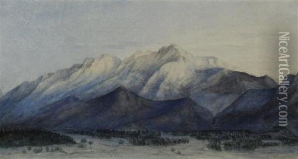 Study Of A Mountain Range Oil Painting - John Ruskin