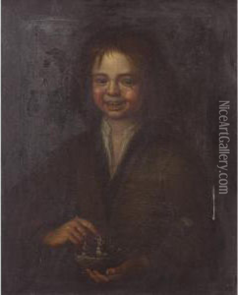 Portrait Of A Young Boy, Half Length, Holding A Bird's Nest Oil Painting - Hendrick Bloemaert