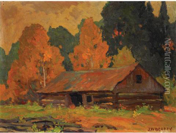 Old Lumber Camp Oil Painting - John William Beatty