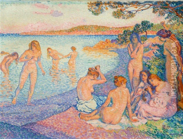 L'heure Embrasee (the Glowing Hour) Oil Painting - Theo van Rysselberghe