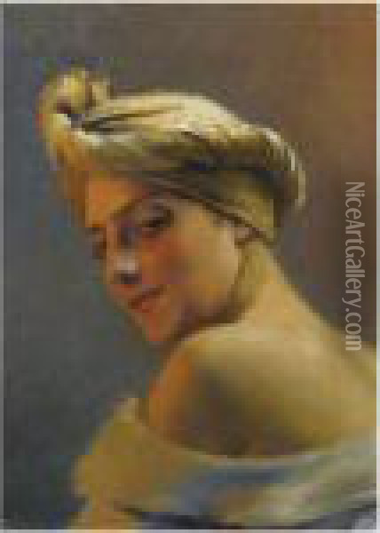 Girl With Turban Oil Painting - Theodore Jacques Ralli