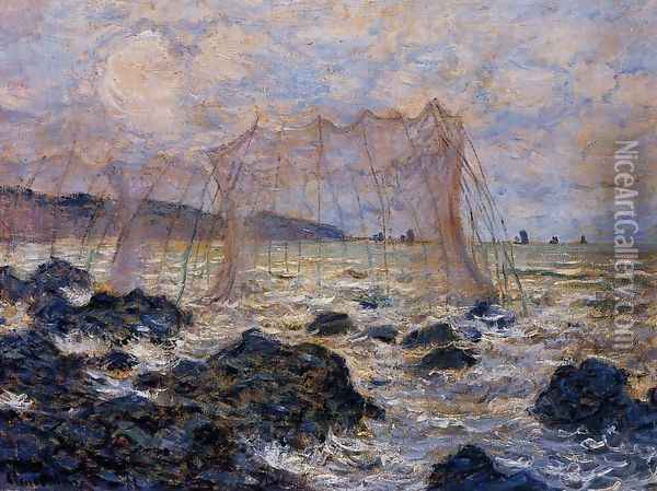 Fishing Nets At Pourville Oil Painting - Claude Oscar Monet