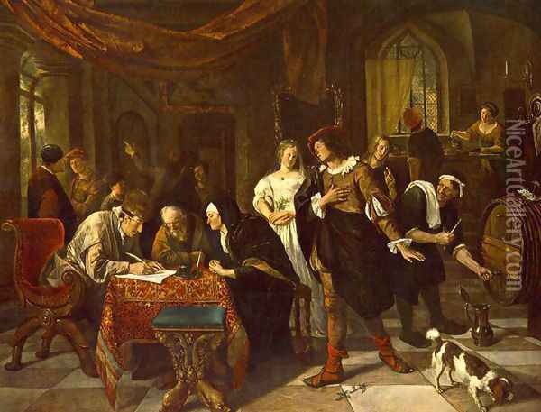 The Marriage Oil Painting - Jan Steen