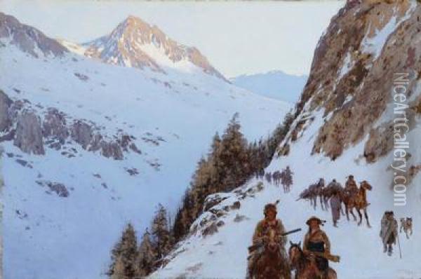 The Trail Over The Pass Oil Painting - Henry Farny