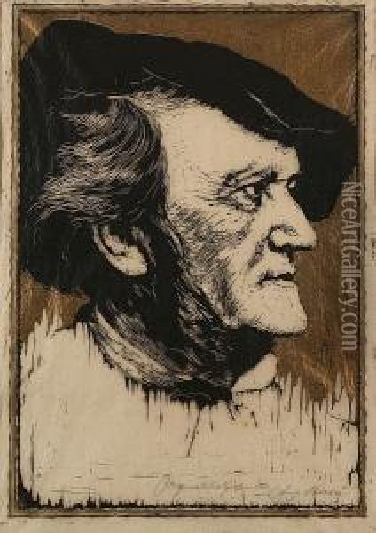 Portrait Of Richard Wagner Oil Painting - Ernst August Becker