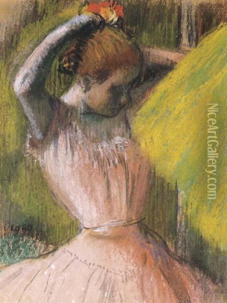 Danseuse A Mi-corps Se Coiffant Oil Painting - Edgar Degas