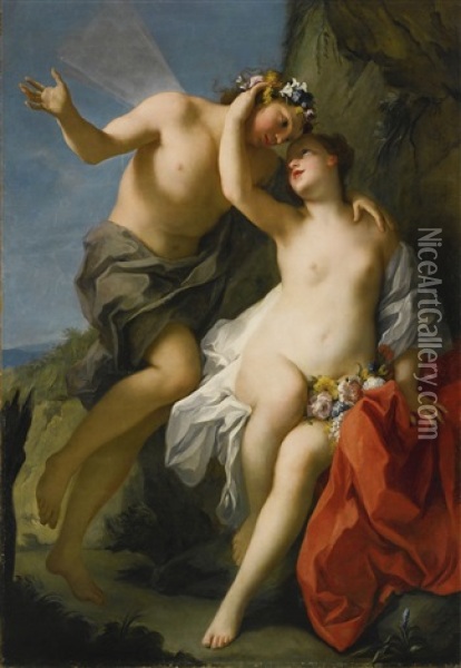 Flora And Zephyr Oil Painting - Jacopo Amigoni