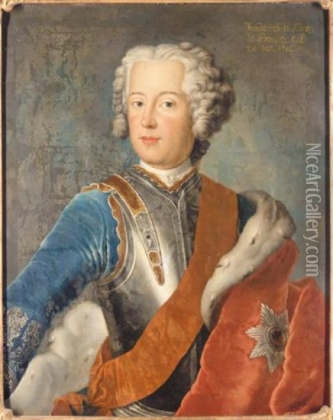 Portrait Of Frederick Ii, King Of Prussia (1712 - 1786) Oil Painting - Antoine Pesne