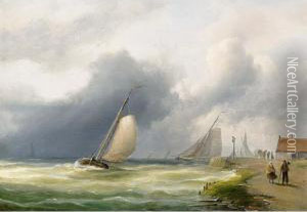 Sailingvessels Offshore Oil Painting - Pieter Hendrik Thomas