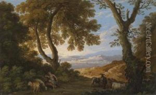 A Roman Ideal Landscape Oil Painting - Andrea Locatelli