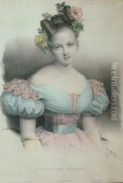 Portret Mlodej Kobiety Oil Painting - Henri Grevedon