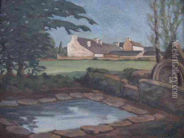 La Maison Au Bassin Oil Painting - Jules Leray