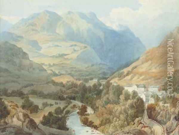 An Alpine valley near Grenoble Oil Painting - William Henry Stothard