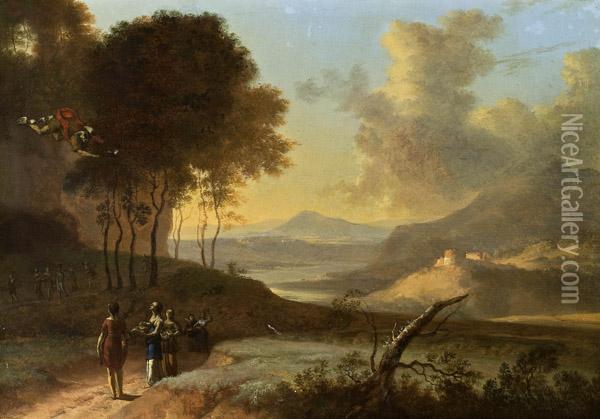 Landschaft Mit Mythologischer Staffage Oil Painting - Herman Van Swanevelt