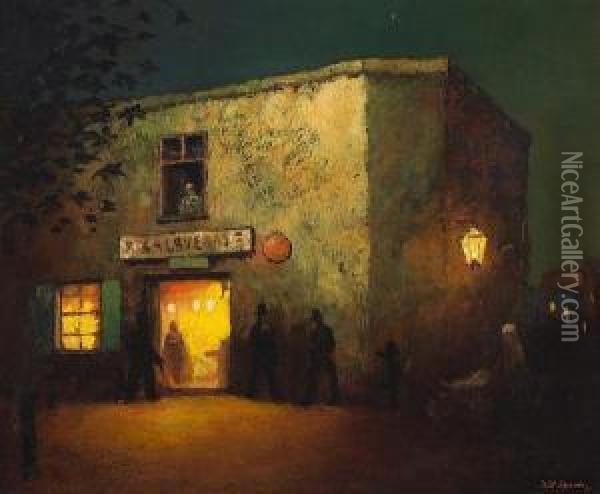 The Calaveras Bar, Old San Andreas Oil Painting - Will Speaks
