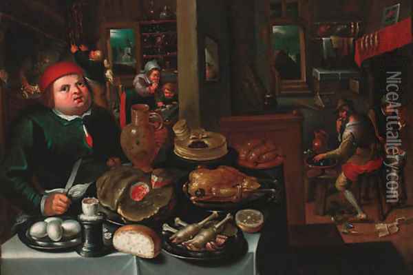 The Rich and the Poor kitchen Oil Painting - Marten Van Cleve