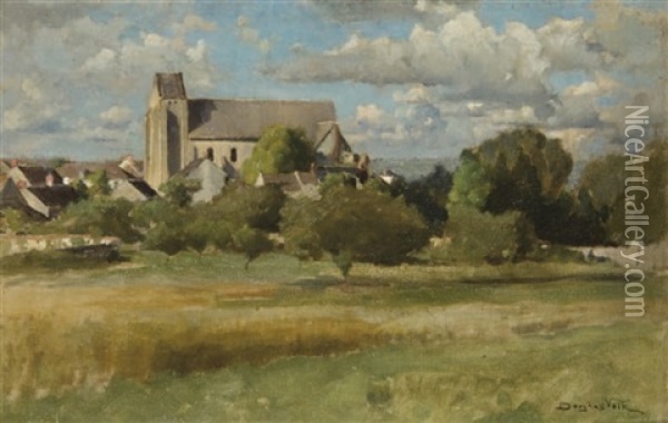 Vue D'un Village Oil Painting - Douglas Volk