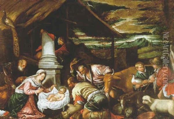 Adoracion De Los Pastores Oil Painting - Francesco Bassano the Younger