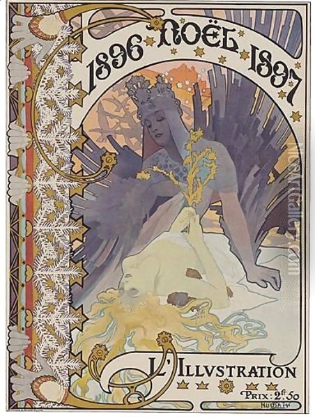 Couverture Pour L'Illustration. 1896-Noel-1897 Oil Painting - Alphonse Maria Mucha