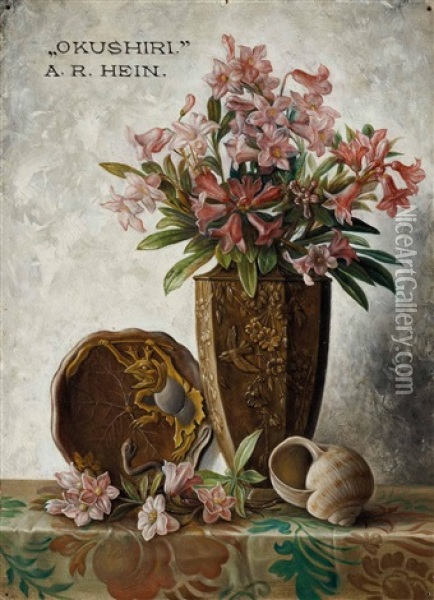 Stillleben Mit Blumen, Muscheln Und Teller Oil Painting - Alois Raimund Hein