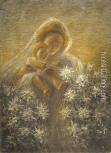 Madonna Con Bambino Oil Painting - Gaetano Previati