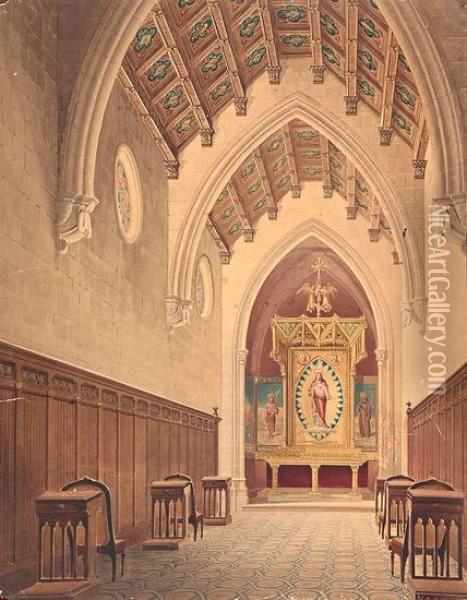 Dos Interiores De Iglesia Oil Painting - Aquiles Battistruzzi