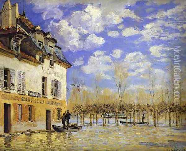Boat During a Flood 1871 Oil Painting - Alfred Sisley
