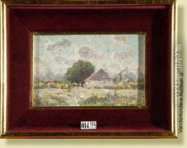 Paysage A La Ferme Oil Painting - Adriaan Jozef Heymans
