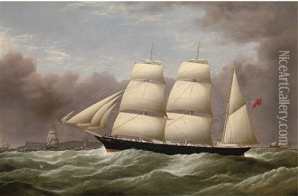 The Barque Alfred Hawley Off The Skerries On Her Way Into Liverpool Oil Painting - G. Dell