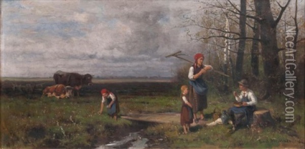 Rast Auf Dem Feld Oil Painting - Adolf Ernst Meissner