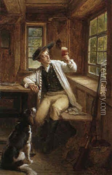 The Huntsman Resting Oil Painting - Theodore Gerard