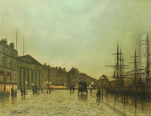 The Custom House, Liverpool, Looking South Oil Painting - John Atkinson Grimshaw