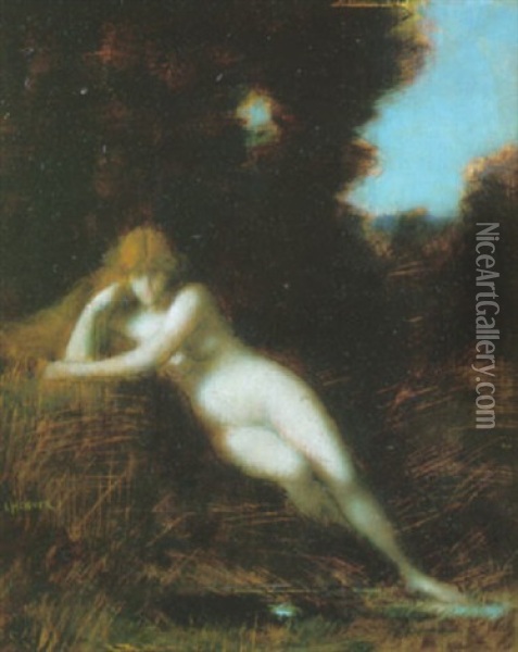 Jeune Femme Dans Un Paysage Oil Painting - Jean Jacques Henner