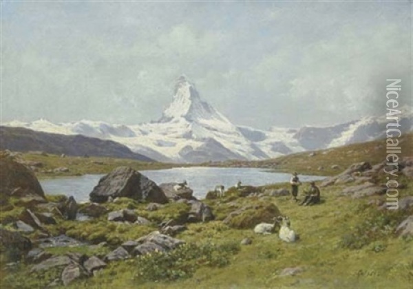 Matterhorn Oil Painting - Johann-Joseph Geisser