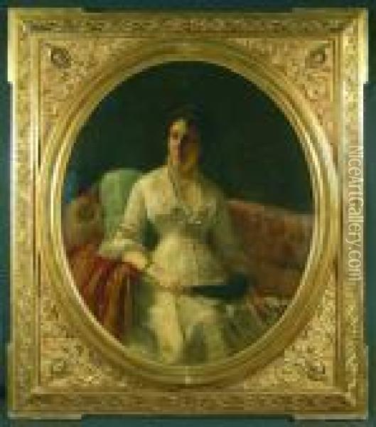 Dama Con Ventaglio Oil Painting - Mose Bianchi