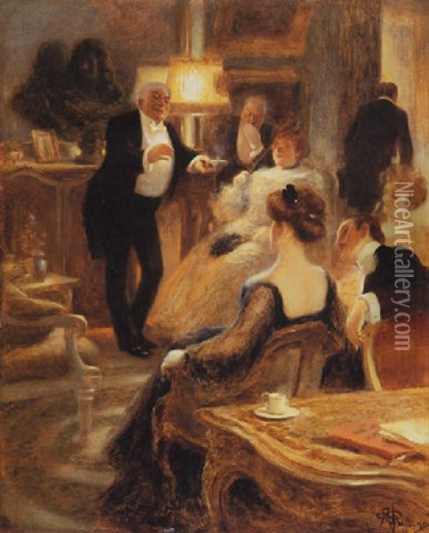 The Story Teller Oil Painting - Albert Guillaume