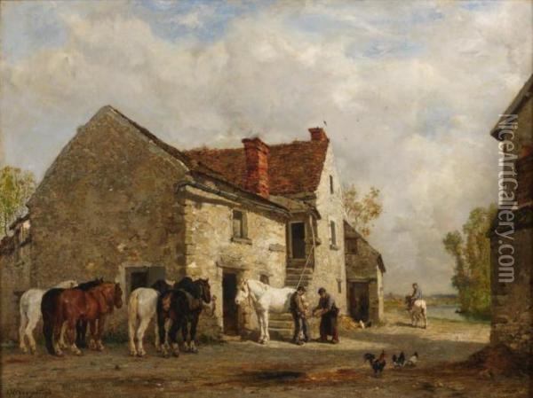 Le Marechal-ferrant Oil Painting - Jules Jacques Veyrassat