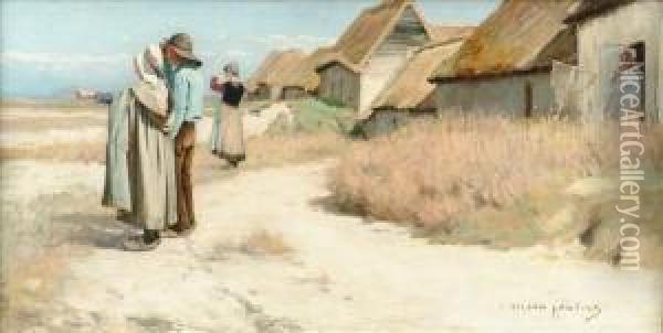 Bretons Surla Plage Oil Painting - Louis Welden Hawkins