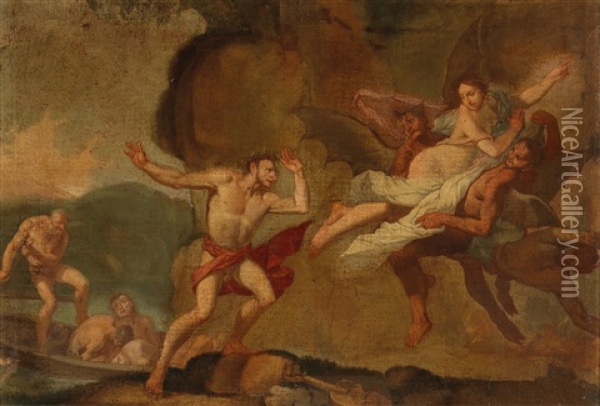 Orpheus And Eurydice Oil Painting - Giulio Carpioni