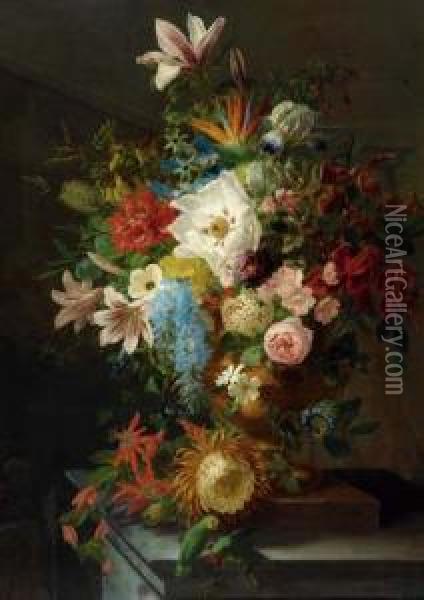 Stilleben Mit Blumen. 1833. Oil Painting - Leopold Stoll