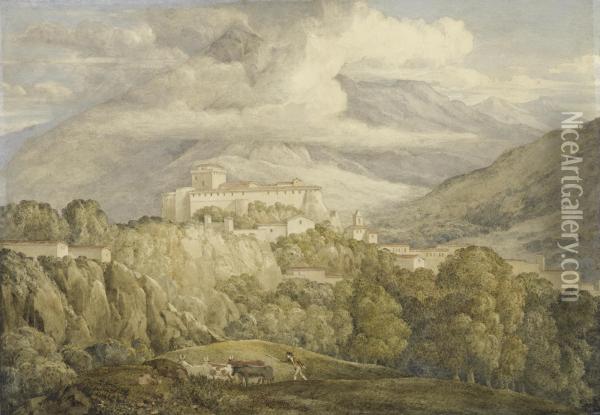 View Near Campitello In The Italian Alps Oil Painting - Joseph Michael Gandy