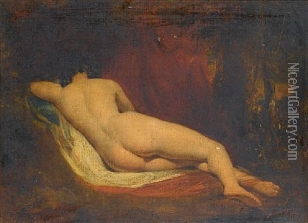 Reclining Female Nude Oil Painting - John Wood