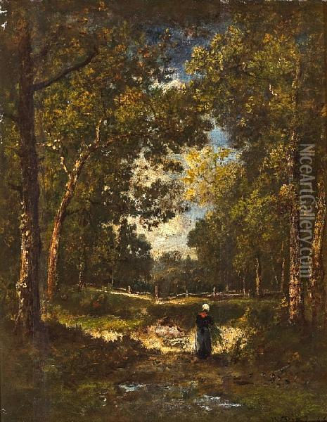 In The Woods At Fontainebleau Oil Painting - Narcisse-Virgile D Az De La Pena
