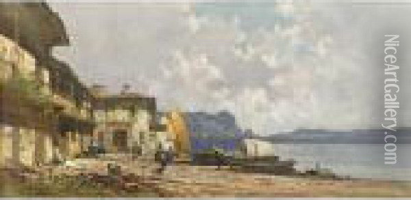Villaggio Di Pescatori Oil Painting - Cesare Gheduzzi