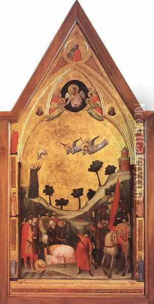 The Stefaneschi Triptych- Martyrdom of St Paul c. 1330 Oil Painting - Giotto Di Bondone