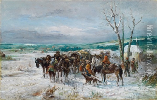 Wegelagerer Oil Painting - Alfred Ritter von Malheim Friedlaender