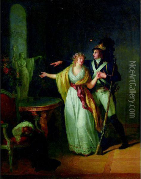 Une Declaration Amoureuse Oil Painting - Jean-Frederic Schall