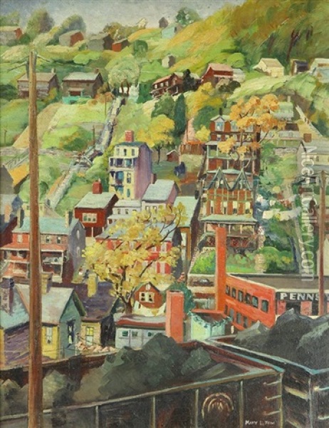 Hillside Homes Oil Painting - Mary Fox