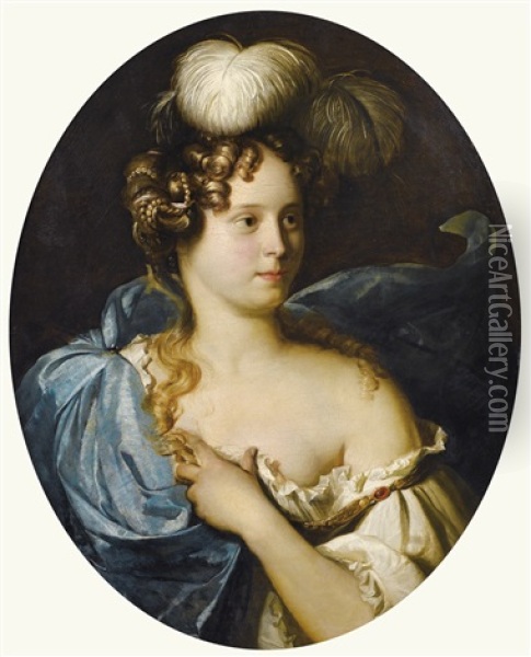 Portrait De Jeune Femme Au Chapeau Bleu Oil Painting - Pieter Nason